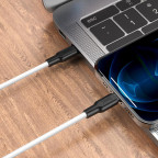 Кабель Hoco X21 Plus Silicone PD charging data cable for Lightning 1m Black & White купити дешево