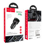 АЗП Hoco Z42 Light road dual port digital display PD20W + QC3.0 car charger Black купити дешево