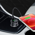 АЗП Hoco Z42 Light road dual port digital display PD20W + QC3.0 car charger Black купити дешево