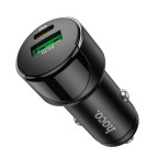 АЗП Hoco Z42 Light road dual port digital display PD20W + QC3.0 car charger Black купити дешево