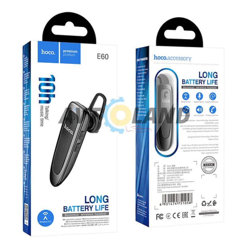 Bluetooth-гарнітура розмовна Hoco E60 Brightness business BT headset Black купити дешево