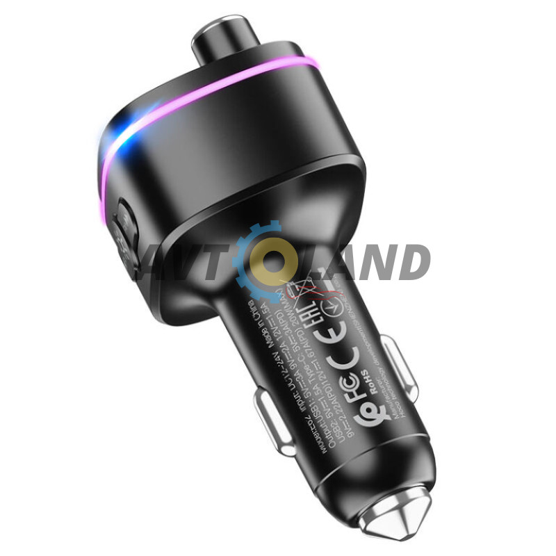 FM-трансмиттер Hoco E62 Fast PD20W+QC3.0 car BT FM transmitter Black купить в Украине
