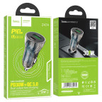 АЗУ Hoco Z47A Transparent Discovery Edition dual port PD30W+QC3.0 car charger Transparent Black купить в Украине