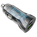 АЗУ Hoco Z47A Transparent Discovery Edition dual port PD30W+QC3.0 car charger Transparent Black купить в Украине