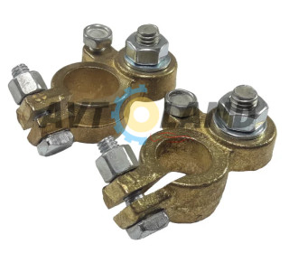 Клеммы аккумулятора латунные грузовые, крепление под наконечник М12 (2 шт)