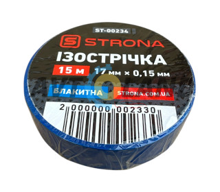 Ізолента 15м х 17мм х 0,15мм синя STRONA