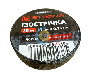 Ізолента 25м х 17мм х 0,15мм чорна STRONA