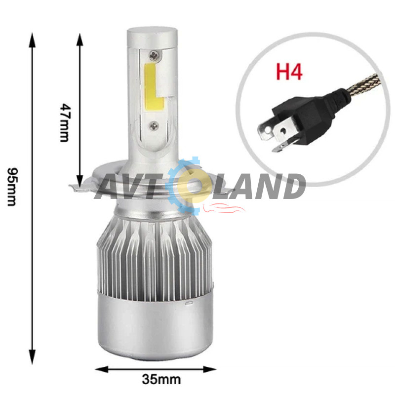 Автомобільні світлодіодні LED COB лампи RIAS C6 H4 36W 3800K (Оригінал) купити дешево