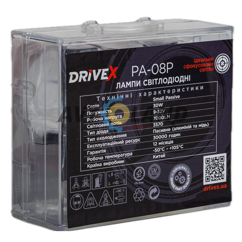 LED лампы автомобильные DriveX PA-08P H1 5500K 30W 9-32V 7000Lm LED купить недорого