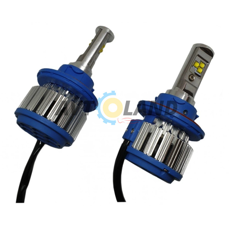 Автомобильные светодиодные лампы с цоколем H13 модель Turbo Led T1 с активным охлаждением купить недорого