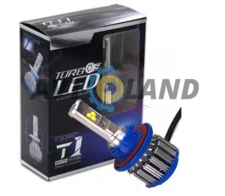 Автомобильные светодиодные лампы с цоколем H13 модель Turbo Led T1 с активным охлаждением 