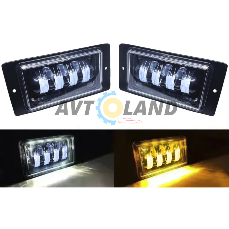Противотуманные LED фары 70W Ваз 2110, 2111, 2112, 2114, 2115 ПТФ 7 линз 2 режима желтый белый купить недорого