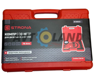 Компрессометр 70 Атм дизель с шлангом и переходниками (кейс) STRONA