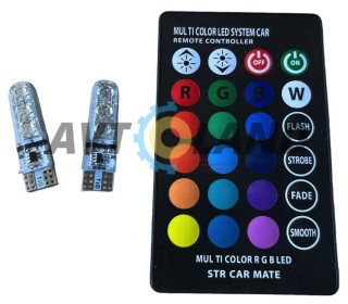 Лампа светодиодная LED Т10 для подсветки габаритов с ДУ регулировкой цвета