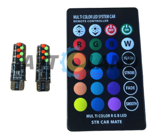 Лампа светодиодная LED Т10 для подсветки габаритов с ДУ регулировкой цвета