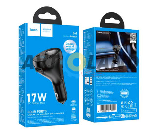 АЗП Hoco Z61 Correct three-port cigarette lighter car charger Black