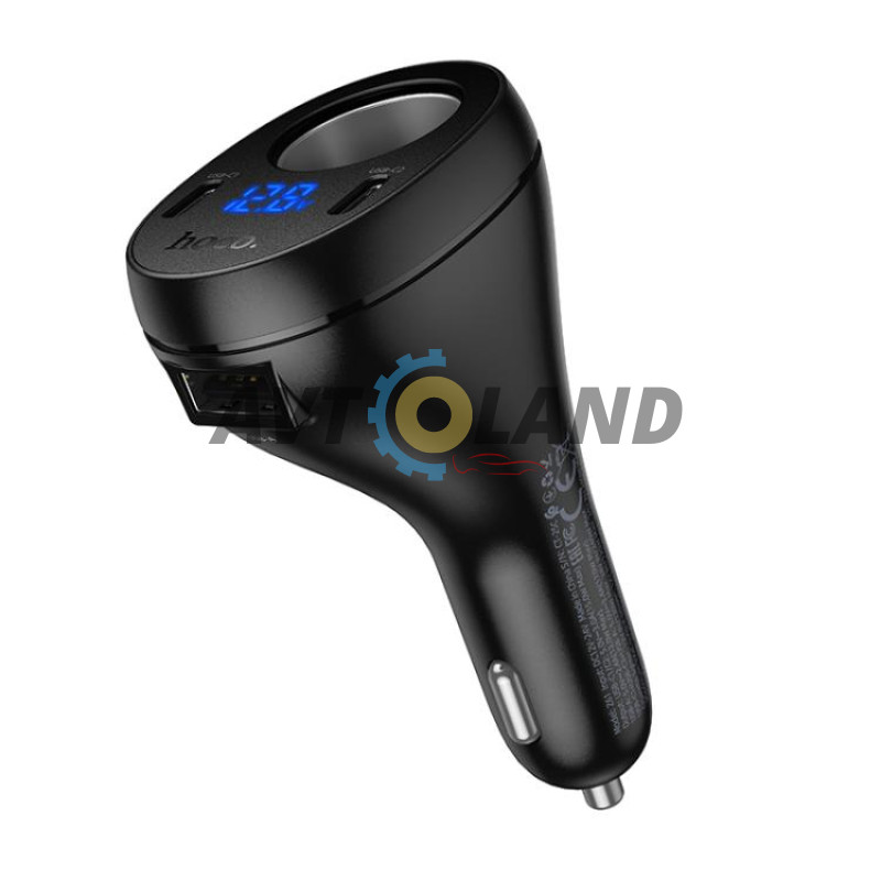 АЗП Hoco Z61 Correct three-port cigarette lighter car charger Black купить в Украине