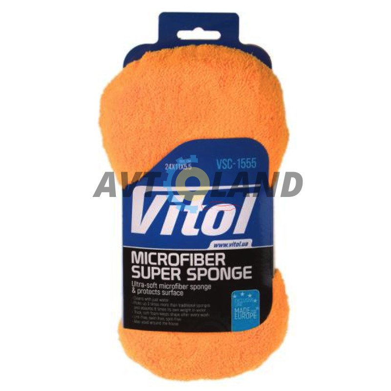 Губка для миття авто мікрофібра VSC-1555 24*11*5.5 cm, VITOL купити дешево