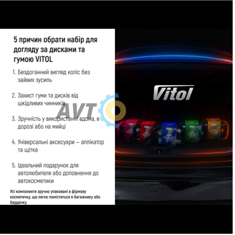 Набір для догляду за дисками та гумою VITOL купити дешево