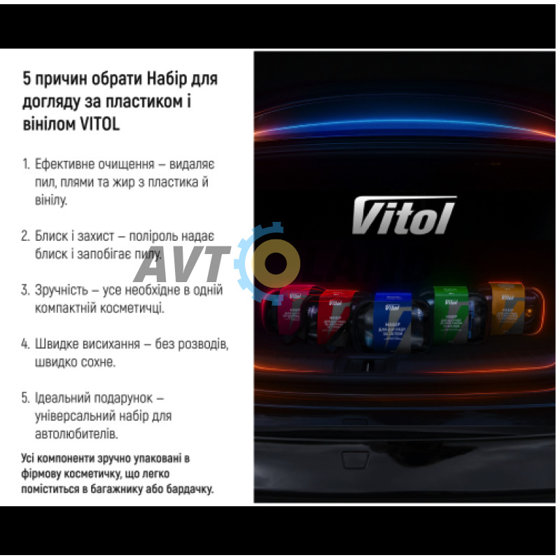 Набір по догляду за пластиком та вінілом VITOL купити дешево