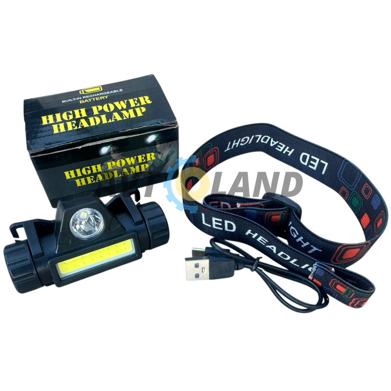 Ліхтар налобний LED Bailong USB (2 режими) акумуляторний купити дешево
