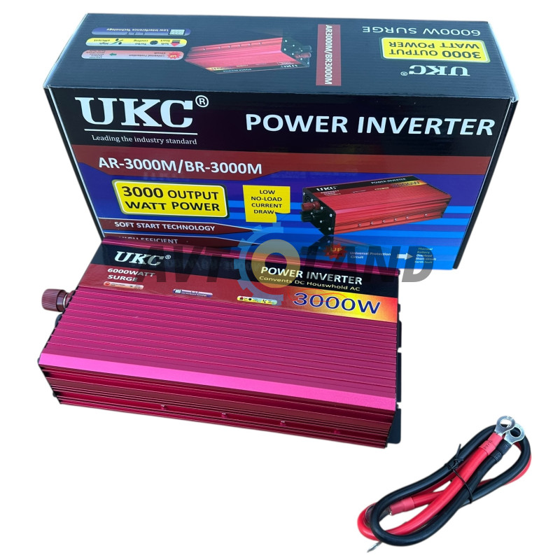 Інвертор 3000W 12V-220V UKS автомобільний перетворювач напруги з дисплеєм купити дешево