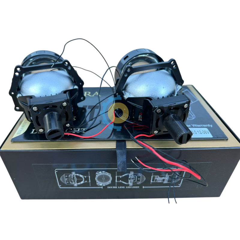 Світлодіодні Bi-LED лід лінзи GUANGFUDE 3.0″ дюйма універсальна 65W 5100K 12-24V (2шт) купити дешево