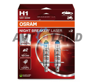Лампы галогенные  Osram Night Breaker Laser 64150 NL-2HB +150% (H1) (к-т 2шт)