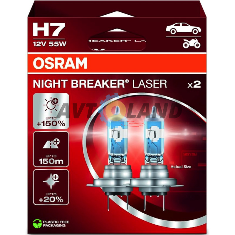 Лампи галогенні 64210NL-2HB - H7 12V 55W PX26d Night Breaker Laser+150% (OSRAM) купити дешево