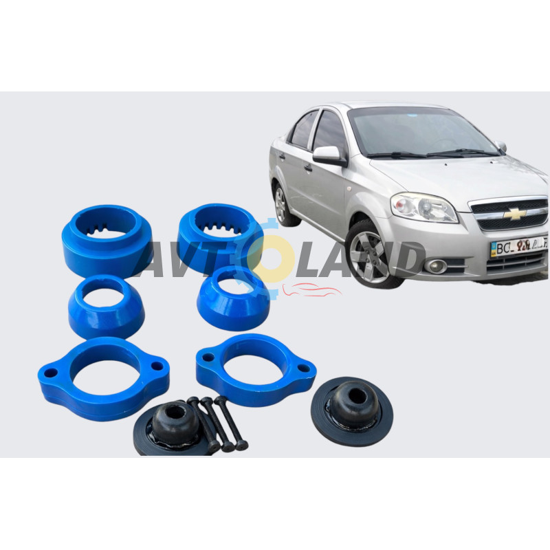 Проставки Шевролет Авео / Chevrolet Aveo 2006-2011 полиуретан комплект перед 30мм зад 30мм купить недорого