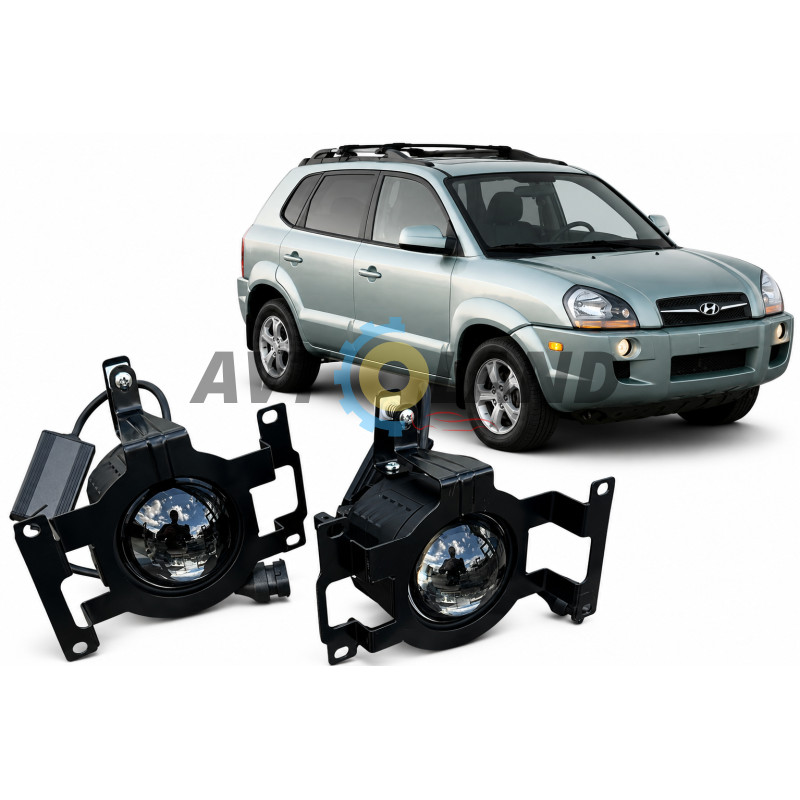 Противотуманные линзованные фары управление с телефона для Hyundai Tucson I (80ВТ) [2004-2009] купить недорого