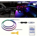 Підсвічування салону авто 110см, світлодіодна Bluetooth стрічка торпеди 12V багатобарвна з пультом від USB купити дешево