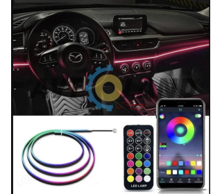 Підсвічування салону авто 110см, світлодіодна Bluetooth стрічка торпеди 12V багатобарвна з пультом від USB