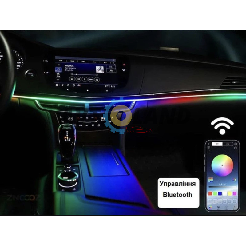 Подсветка салона авто Ambient light Rgb 18в1 набор диодных подсветок Bluetooth 12V купить недорого