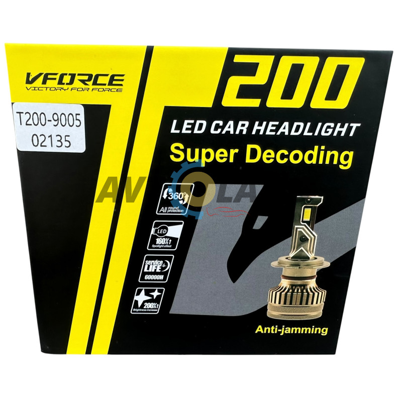 Светодиодные лампы LED HB3 (9005)-T200-12-24V-18000 Lm-6000 K- Canbus купить недорого
