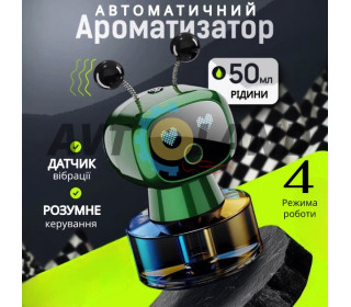 Ароматизатор робот - телепузик JQR002, Зеленый - интерактивный освежитель воздуха в машину, 4 режима