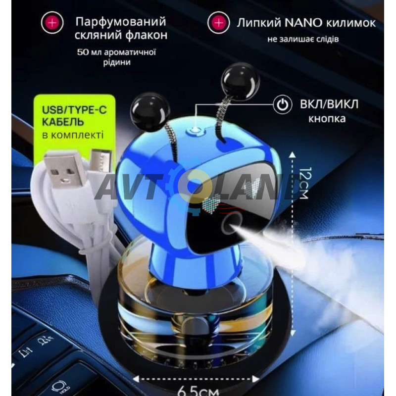 Ароматизатор робот - телепузик JQR005, Синий - интерактивный освежитель воздуха в машину, 4 режима купить недорого
