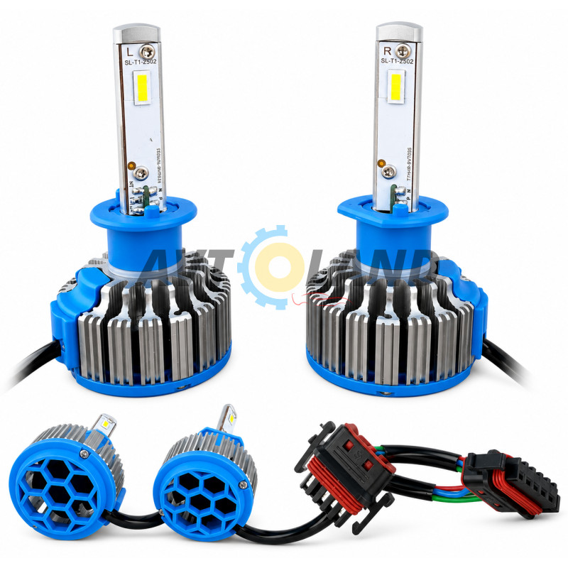 Комплект LED ламп TurboLed T1 H1 6000K 50W 12/24v CanBus с активным охлаждением купить недорого
