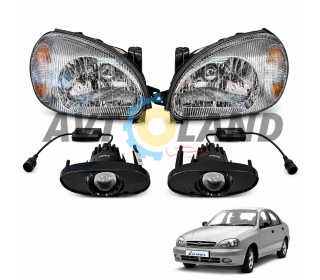 Фары Daewoo  Ланос,Сенс с противотуманными фарами (Led Линза)