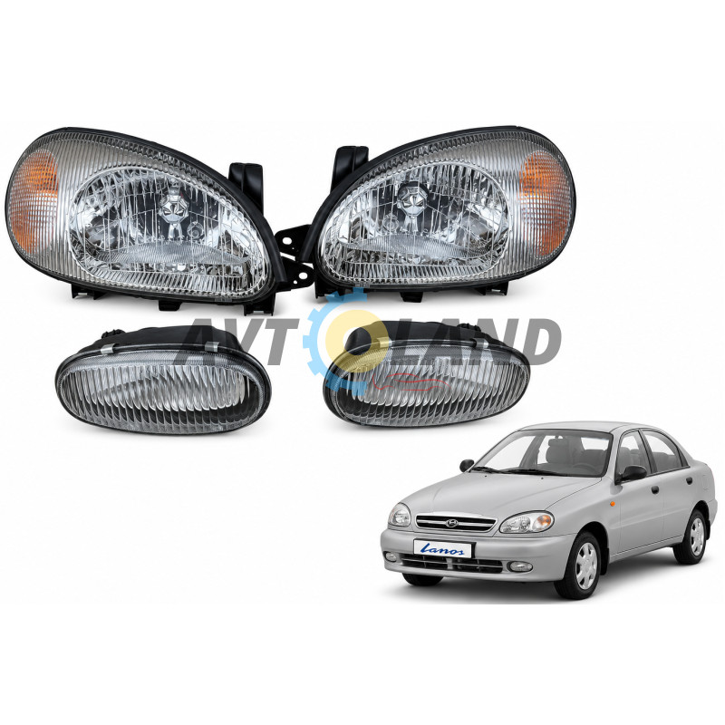 Фары Daewoo Ланос,Сенс с противотуманными фарами (Галоген) купить недорого
