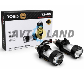LED Линза Т-10 H4 .Чёткая светотеневая граница.Ближний свет-Белый, дальний-Белый 12-24V 60W
