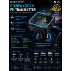 Автомобильный FM модулятор BC53 Highway PD20W+QC3.0 Car BT FM Transmitter 18W Black купить в Украине