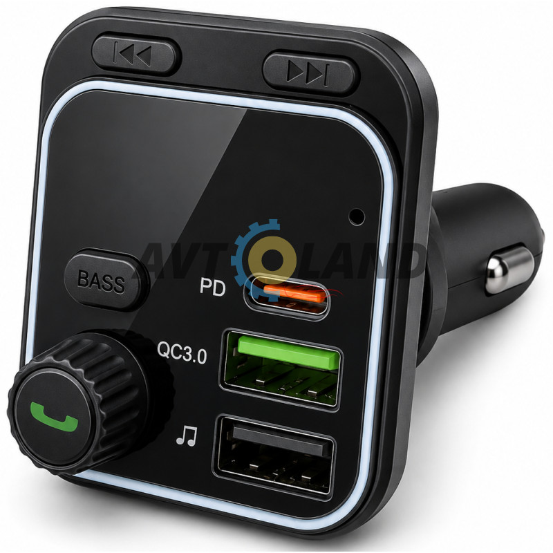 Автомобильный FM модулятор BC53 Highway PD20W+QC3.0 Car BT FM Transmitter 18W Black купить в Украине
