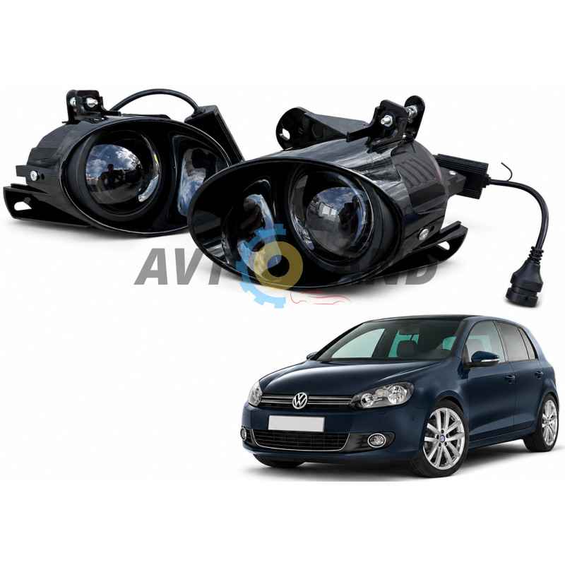 Лінзовані протитуманні LED-фари Volkswagen Golf VI (Mk6) 2008-2013, керування з телефону купити дешево