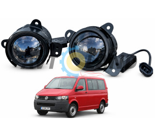 Противотуманные фары Volkswagen Transporter T5 2003–2009 линзованные,цвет:Белый 