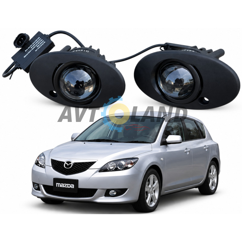 Світлодіодні протитуманні фари Mazda 3 (2003-2009) (Білий/Жовтий) керування через телефон купити дешево